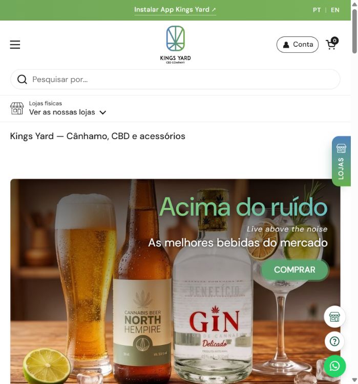 Página inicial da Kings Yard após a revisão, captura de 23 de outubro de 2026